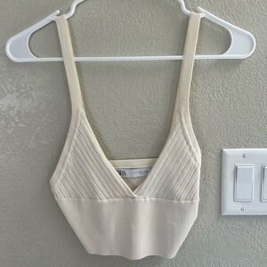 Zara cream cropped tank top